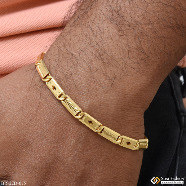 1 Gram Gold Plated Nawabi Cute Design Best Quality Bracelet for Men - Style D075