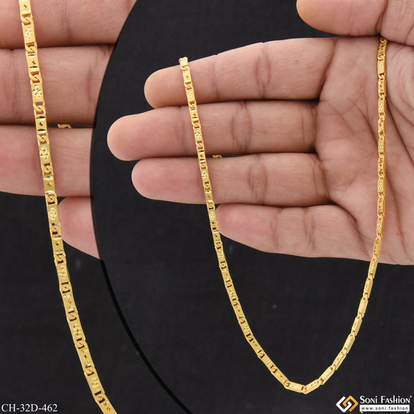 1 Gram Gold Plated Nawabi Glittering Design Chain for Men - Style D462