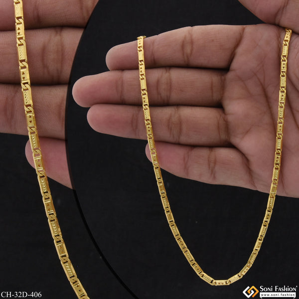 1 Gram Gold Plated Nawabi Hand-Crafted Design Chain for Men - Style D406