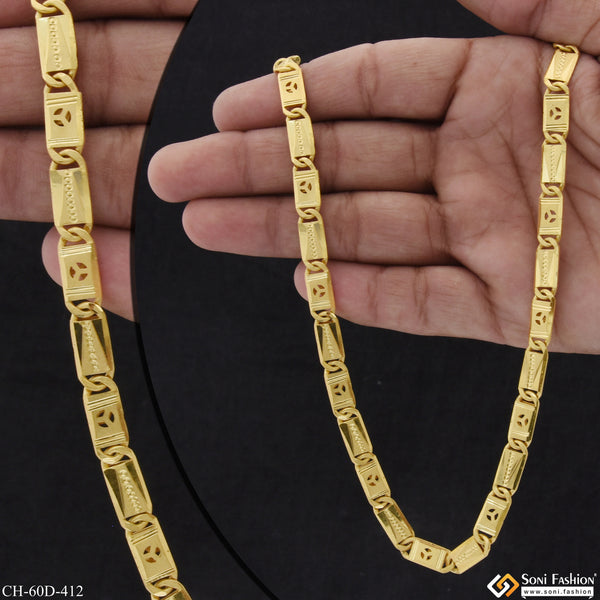 1 Gram Gold Plated Nawabi Traditional Design Chain for Men - Style D412