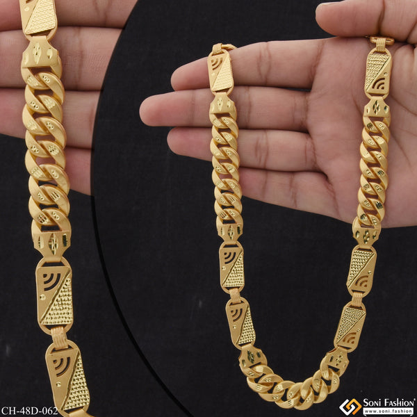 1 Gram Gold Plated Nawabi With Pokal Glittering Design Chain for Men - Style D062