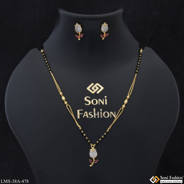 1 Gram Gold Plated New Style Mangalsutra Set With Ring for Women - Style A478