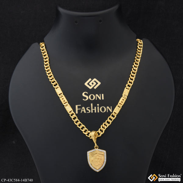 1 Gram Gold Plated Om Amazing Design Pendant With Chain for Men (CP-C584-B740)