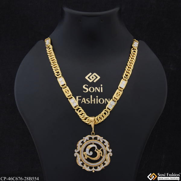 1 Gram Gold Plated Om Extraordinary Design Chain Pendant Combo for Men (CP-C676-B554)