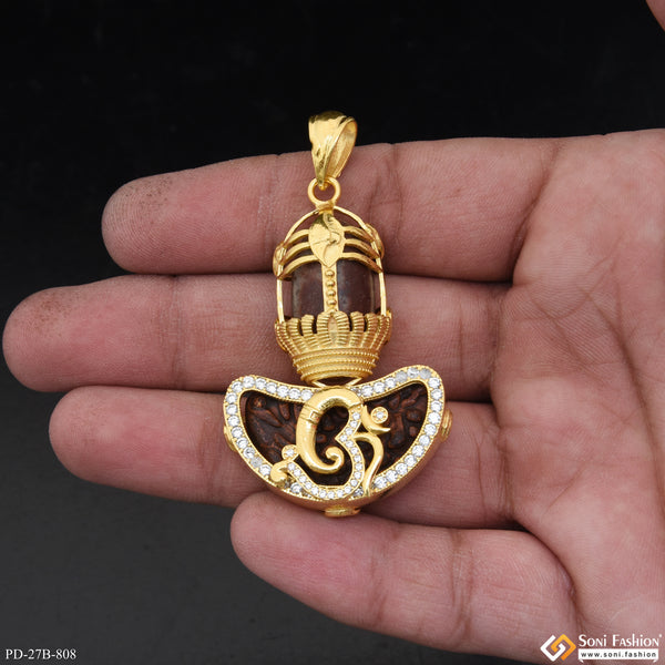 1 Gram Gold Plated Om Finely Detailed Design Pendant for Men - Style B808