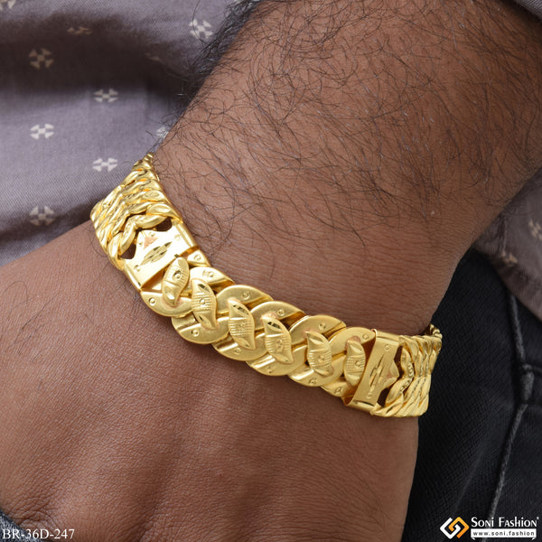 1 Gram Gold Plated Pokal Attention-Getting Design Bracelet for Men - Style D247