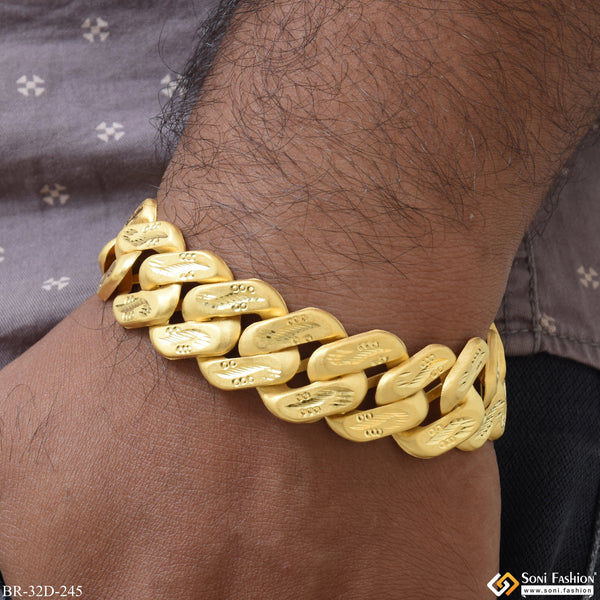 1 Gram Gold Plated Etched Design High-Quality Pokal Bracelet for Men - Style D245