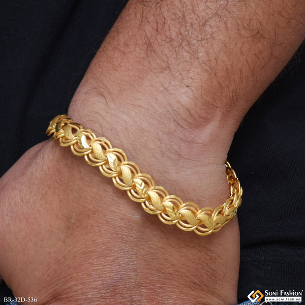 1 Gram Gold Plated Popular Design Kohli Bracelet for Men - Style D536