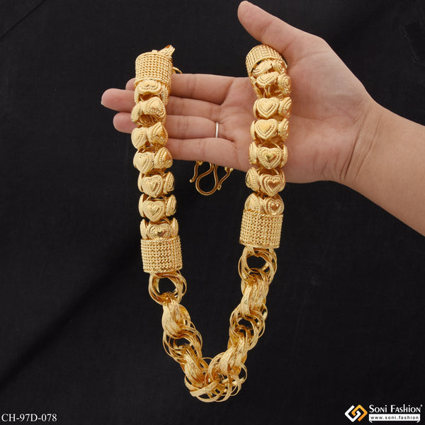 1 Gram Gold Plated Rajwadi Stylish Design Best Quality Chain for Men - Style D078