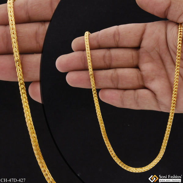 1 Gram Gold Plated Sparkling Design Snake Chain for Men - Style D427