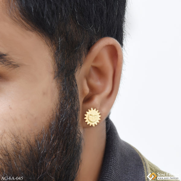 1 Gram Gold Plated Sun Antique Design Stud Earring for Men (1 Pc) - Style A045