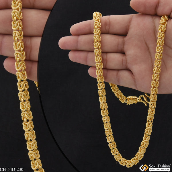 1 Gram Gold Plated Superior Quality Hand-Crafted Design Chain for Men - Style D230