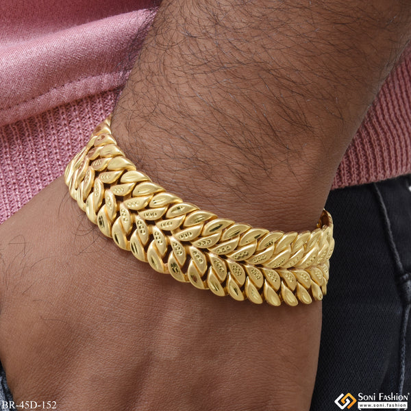 1 Gram Gold Plated Sparkling Design Pokal Bracelet for Men - Style D152