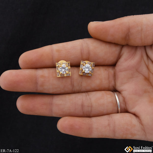 1 Gram Gold Plated with Diamond Cool Design Earrings for Ladies - Style A122