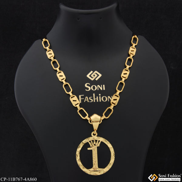 1 Number Fabulous Design Gold Plated Chain Pendant Combo for Men (CP-B767-A860)