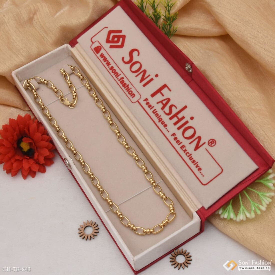 2 In 1 Linked Exquisite Design High-quality Golden Color Chain 
