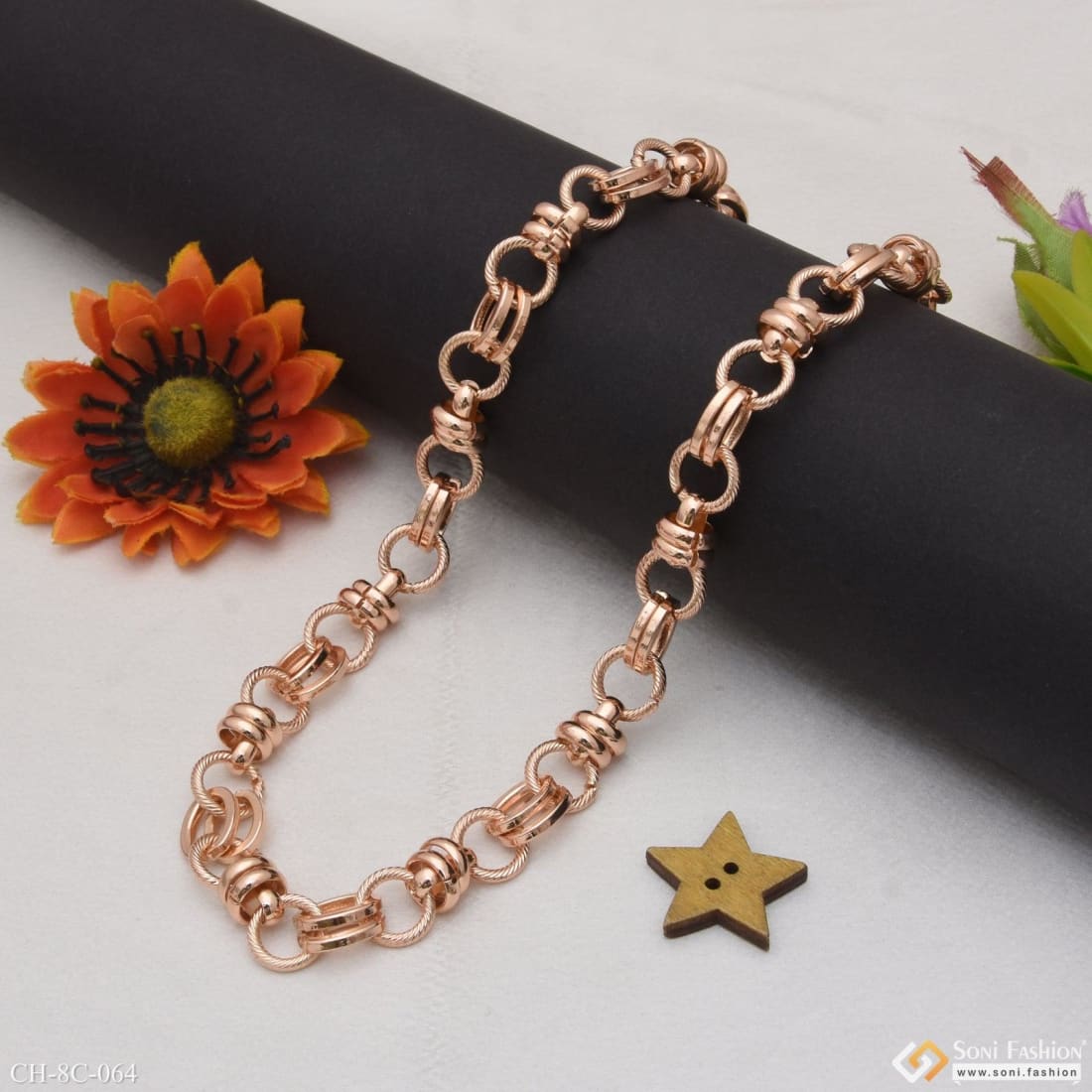 5mm 14K Rose Gold Men's Moon-Cut Ball Chain Necklace 20-30in |  GoldenMine.com