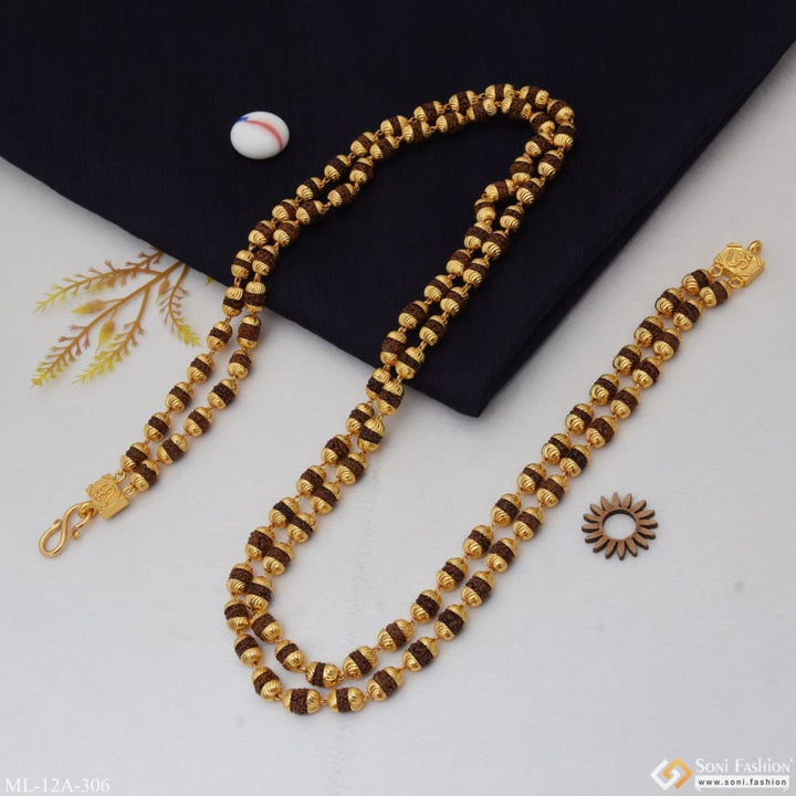 2 Line Best Quality Elegant Design Gold Plated Rudraksha