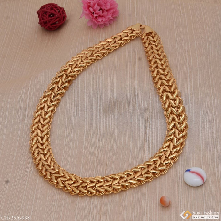 Gold chain necklace with flower charm from 2 Line Kohli Casual Design Premium-grade Quality Gold Plated Chain For Men