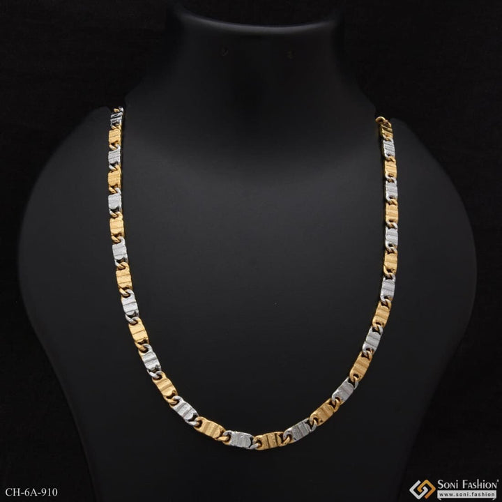 2 Line Superior Quality Golden & Silver Color Chain For Men