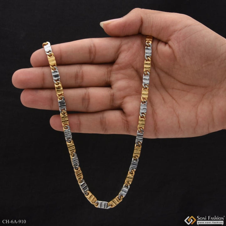 2 Line Superior Quality Golden & Silver Color Chain For Men