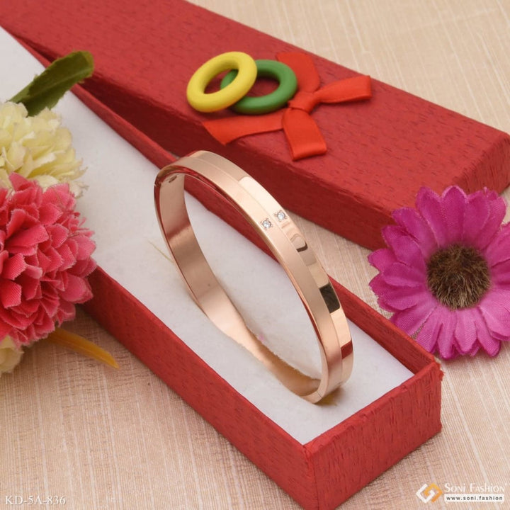 2 line unique design premium-grade quality rose gold kada