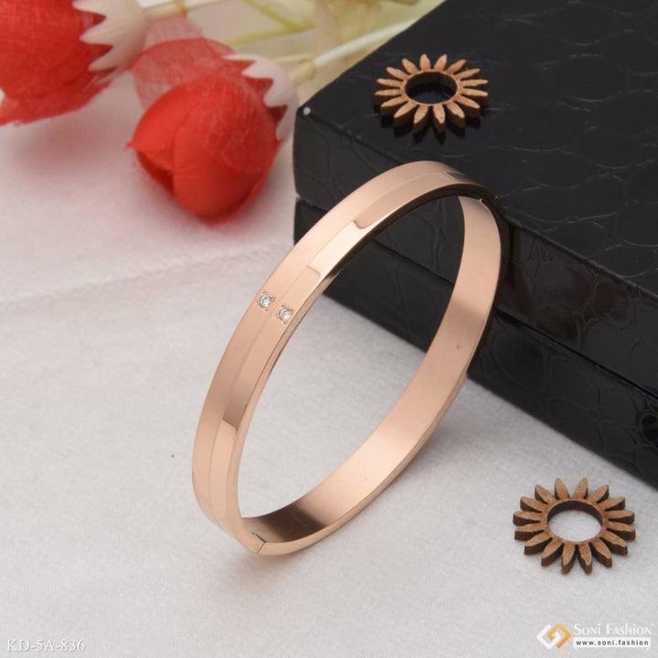 2 line unique design premium-grade quality rose gold kada