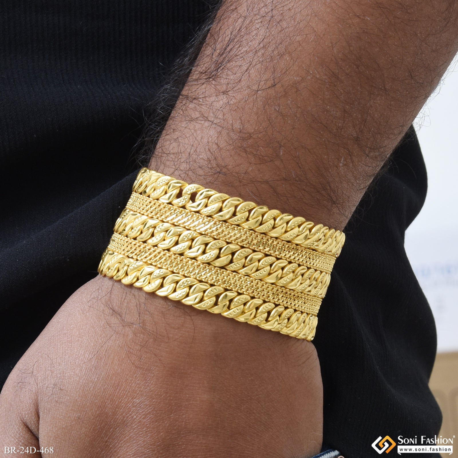 Stylish Broad Bracelet for Men 1 Gram Gold Plated Jewelry Collection Soni Fashion