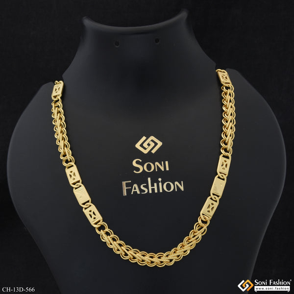 2 In 1 Artisanal Design Gold Plated Nawabi Chain for Men - Style D566