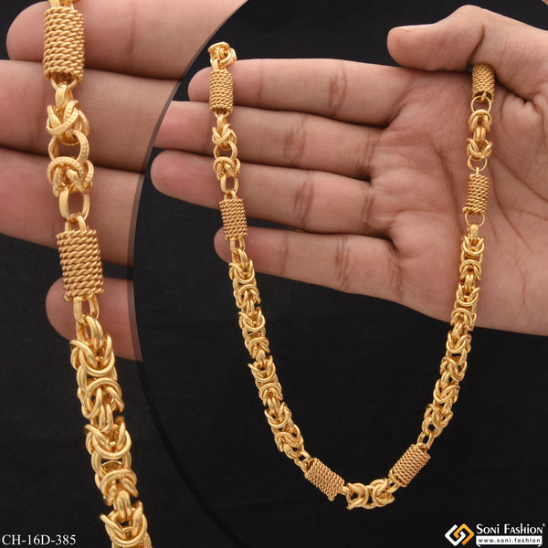 2 In 1 Chic Design Superior Quality Gold Plated Chain for Men - Style D385