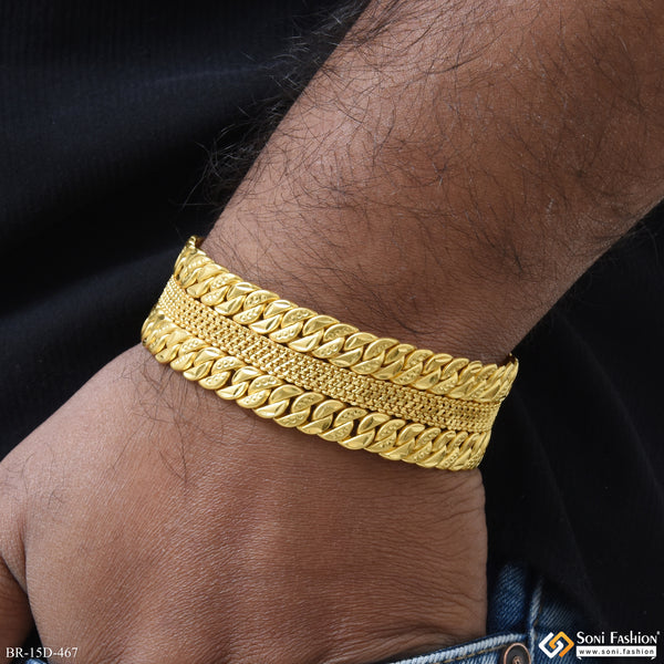 2 In 1 Latest Design Gold Plated Pokal Bracelet for Men - Style D467