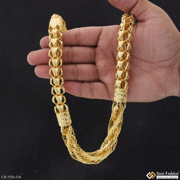 2 In 1 Trending Design Gold Plated Rajwadi Chain for Men - Style D536