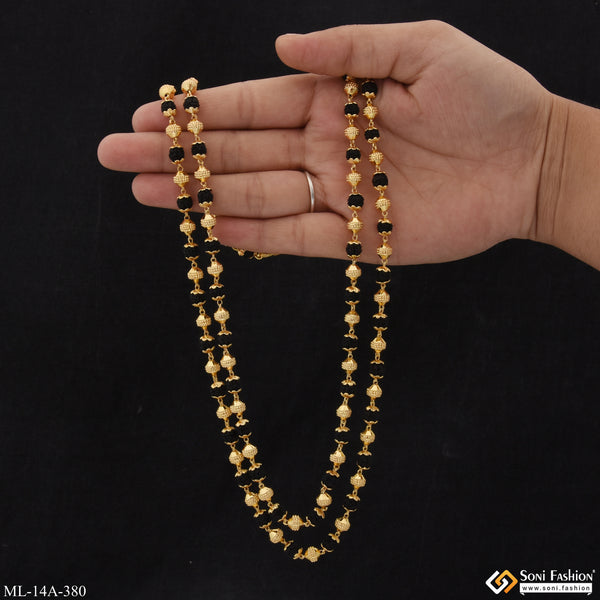 2 Line Fancy Design High-Quality Gold Plated Rudraksha Mala for Men - Style A380