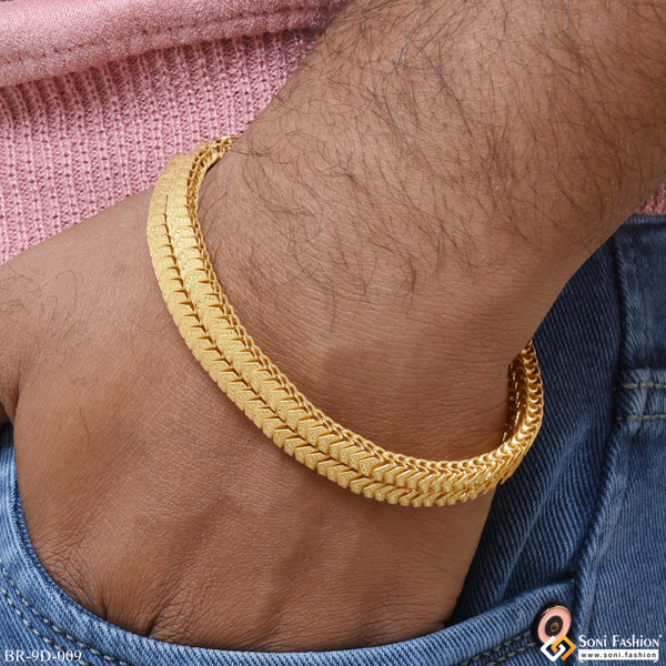 2 Line Snake Design Best Quality Gold Plated Bracelet for Men - Style D009