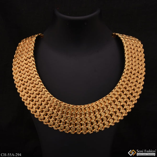 3 - Line Bahubali Gorgeous Design Gold Plated Chain For Men