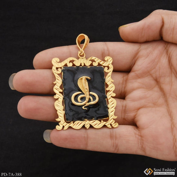 Goga Maharaj Handmade Gold Pendant With Black Background - Small Design - Style A388