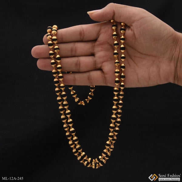 2 Line Superior Quality Sparkling Design Gold Plated Rudraksha Mala - Style A245