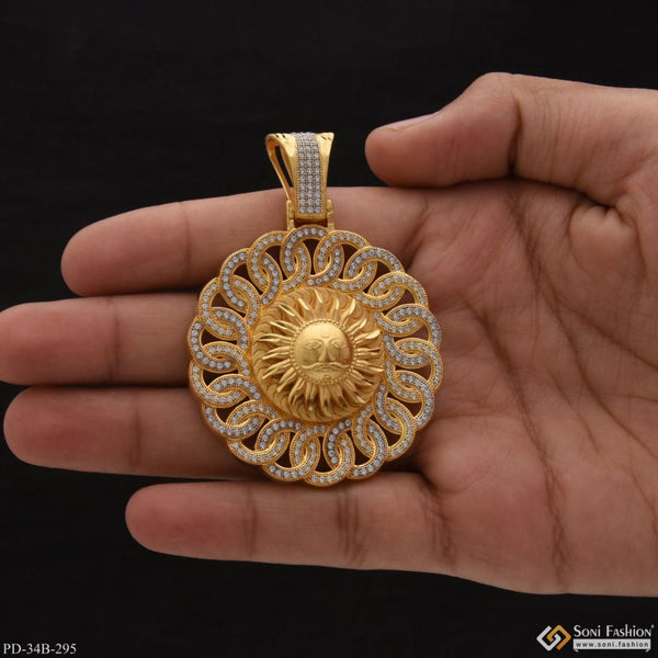 1 Gram Gold Plated Sun with Diamond Gorgeous Design Pendant for Men - Style B295