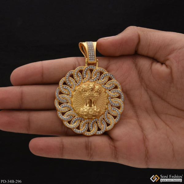 1 Gram Gold Plated Mudra with Diamond Fashionable Design Pendant - Style B296