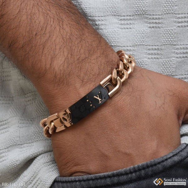 Exceptional Design High-Quality Black & Rose Gold Bracelet for Men - Style C101