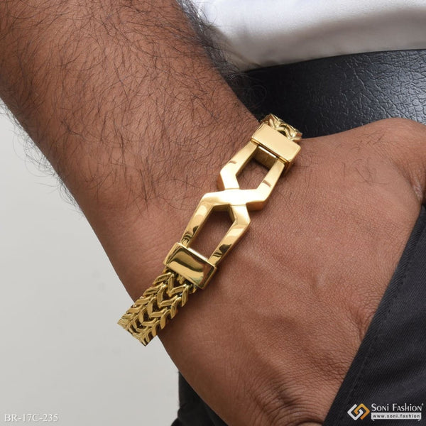 2 Line Distinctive Design Best Quality Golden Color Bracelet For Men - Style C235