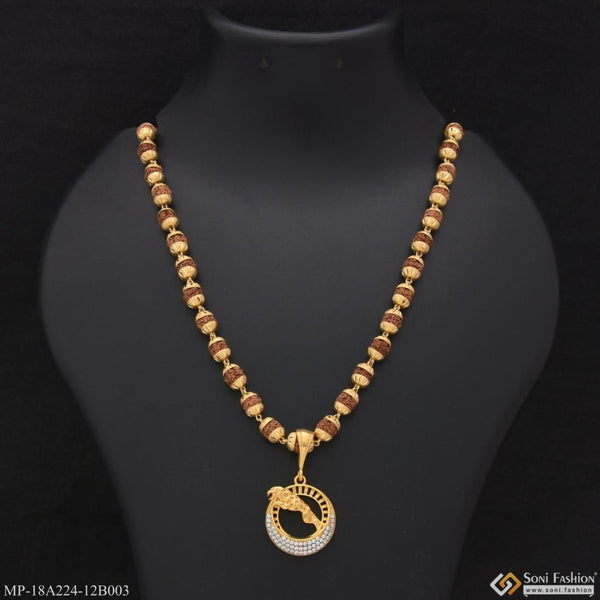 1 Gram Gold Plated Jaguar Gorgeous Design Rudraksha Mala With Pendant (mp-a224-b003)