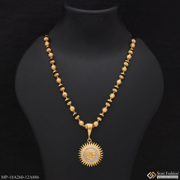 1 Gram Gold Plated Sun Delicate Design Rudraksha Mala With Pendant (mp-a260-a886)