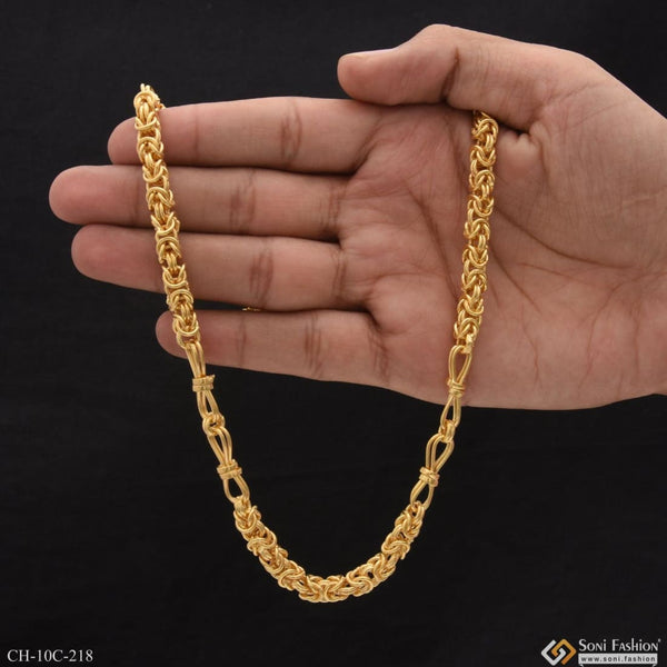 2 In 1 Streamlined Design Superior Quality Gold Plated Chain For Men - Style C218