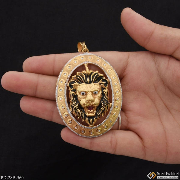 1 Gram Gold Plated Lion Chic Design Superior Quality Pendant for Men - Style B560