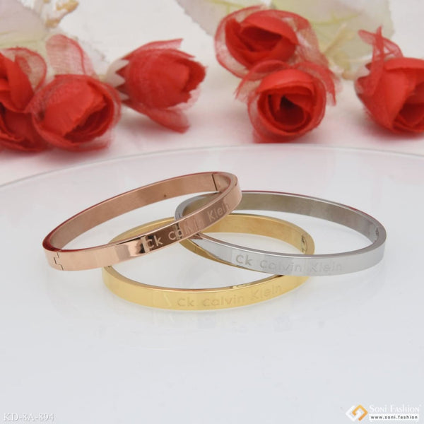 Sophisticated Design Gold Silver & Rose Gold Stainless Steel Kada - Style A894