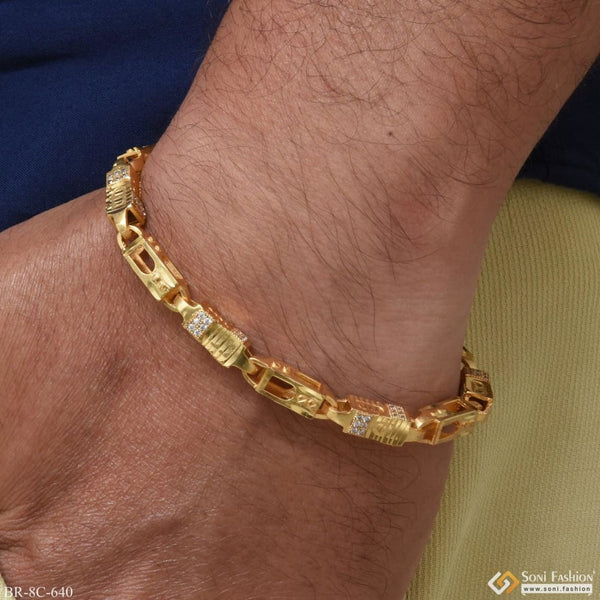 Dainty Design with Diamond Funky Design Gold Plated Bracelet for Men - Style C640