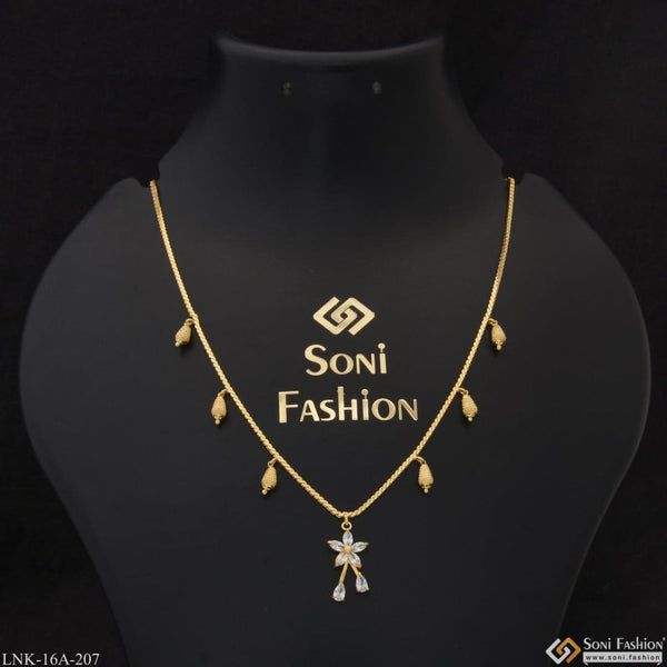 1 Gram Gold Plated Etched Design Classic Design Necklace for Ladies - Style A207