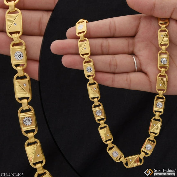 1 Gram Gold Plated Nawabi Decorative Design Best Quality Chain for Men - Style C493