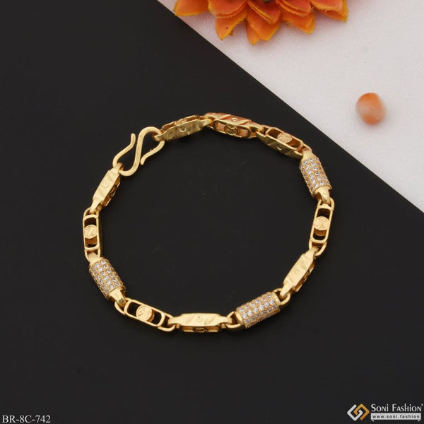 Latest Design With Diamond Antique Design Gold Plated Bracelet For Men - Style C742